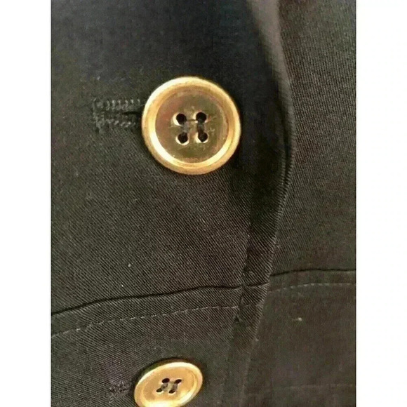 Luciano Dante’ Sz 16 Black Button Front Jacket Gold Buttons 3/4 Sleeve - Picture 2 of 6